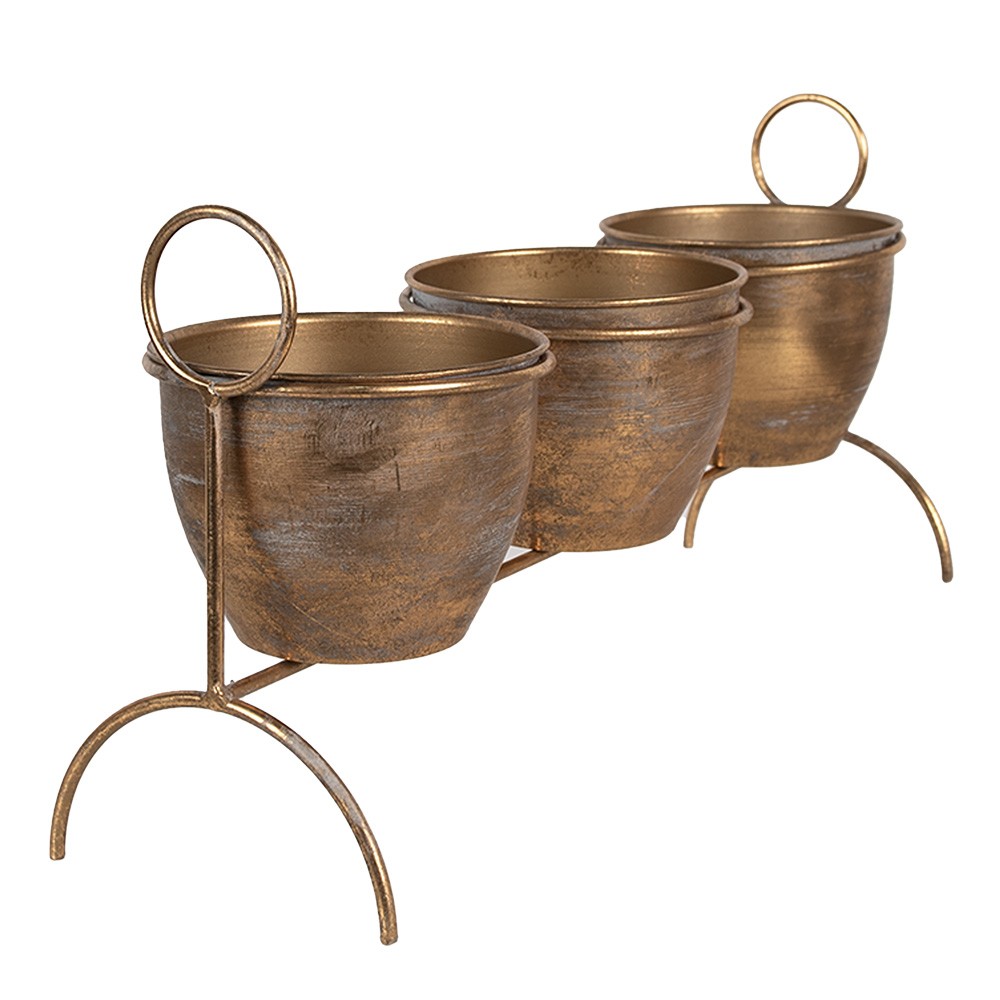 Měděný antik plechový obal na květináč na nožkách - 47*14*23 cm