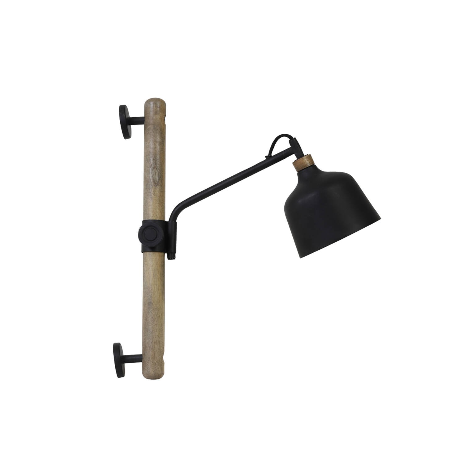 Černá kovová nástěnná lampa se dřevem Banu M - 40*14*44 cm Light & Living