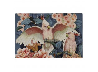 Barevná rohožka s květy a papoušky Cockatoo - 75*50*1cm