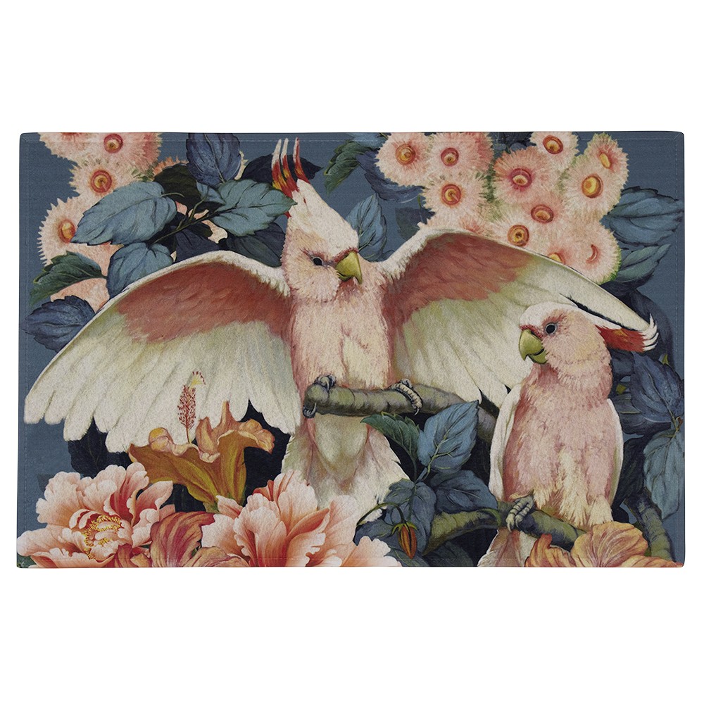 Barevná rohožka s květy a papoušky Cockatoo - 75*50*1cm
