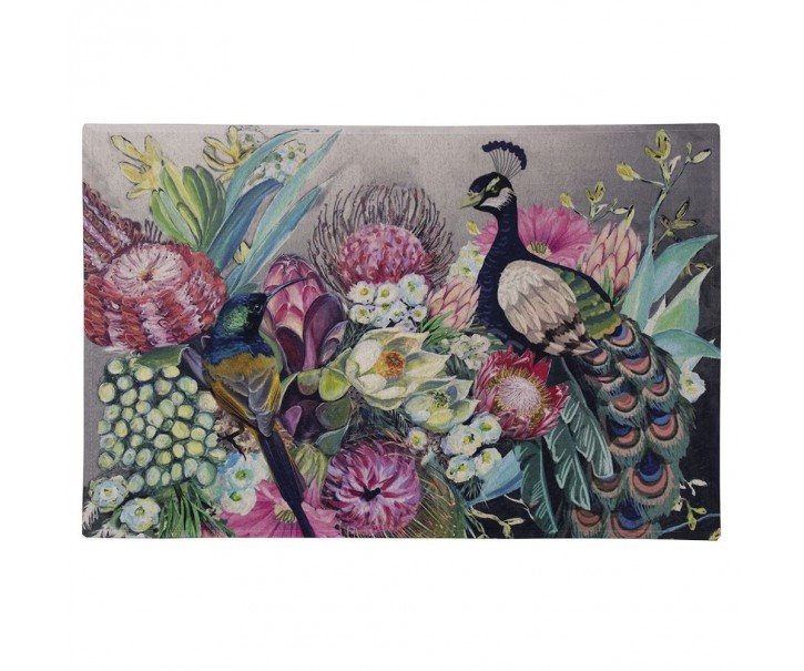 Barevná rohožka s květy a pávem Peacock - 75*50*1cm