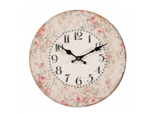 Béžové antik nástěnné hodiny s růžemi Rose I – Ø 28*3cm/ 1*AA