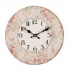Béžové antik nástěnné hodiny s růžemi Rose – Ø 28*3cm/ 1*AABarva: béžová antik Materiál: MDF/ papír 