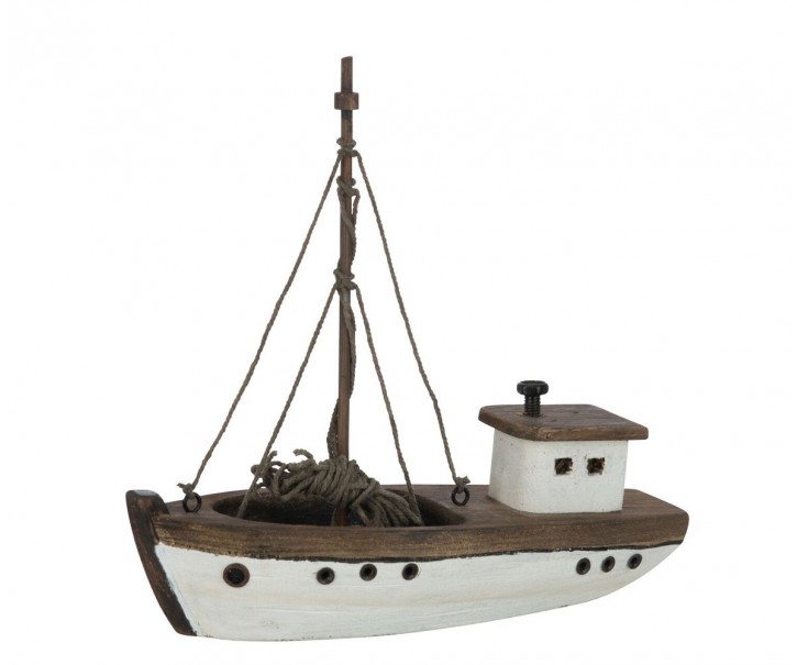 Hnědá dřevěná dekorace přírodní loďka Boat S - 20*7*19 cm
