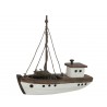 Hnědá dřevěná dekorace přírodní loďka Boat S - 20*7*19 cmBarva: přírodní, tmavě hnědá, bílo-béžová antikMateriál: dřevo, kov