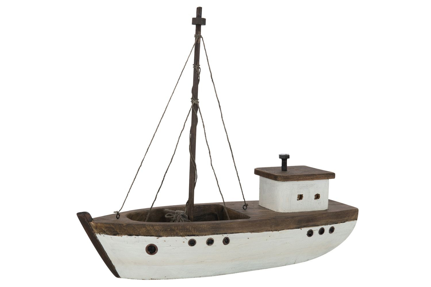 Hnědá dřevěná dekorace přírodní loďka Boat L - 38*13*33 cm 31373