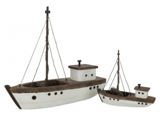 Hnědá dřevěná dekorace přírodní loďka Boat S - 20*7*19 cm