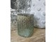 Šedo-zelený skleněný svícen Goulden s vroubkováním a bublinkami S - 8*8*9 cm