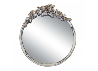 Krémové antik kulaté nástěnné zrcadlo s květy Satien rosé - 38*5*44 cm