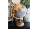 Černo-hnědý dekorativní glóbus na dřevěném podstavci Globe- 22*22*37 cm