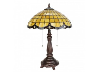 Žlutá stolní lampa Tiffany Elly - Ø 41*57 cm E27/max 2*60W