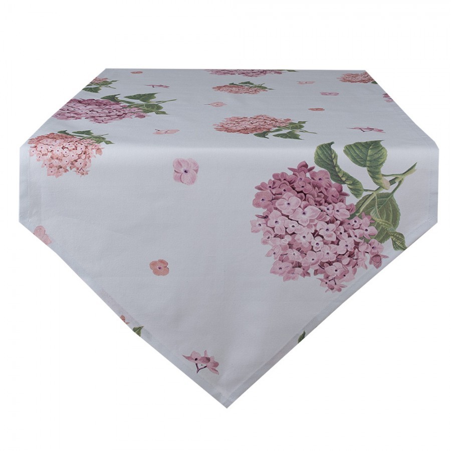 Bavlněný běhoun s květy hortenzie Vintage Grace - 50*160cm