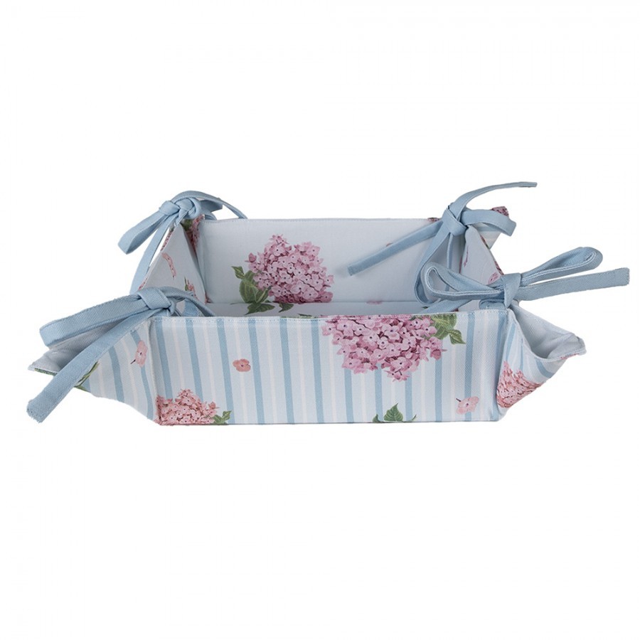Bavlněný košík na pečivo s květy hortenzie Vintage Grace - 35*35*8cm