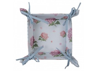 Bavlněný košík na pečivo s květy hortenzie Vintage Grace - 35*35*8cm