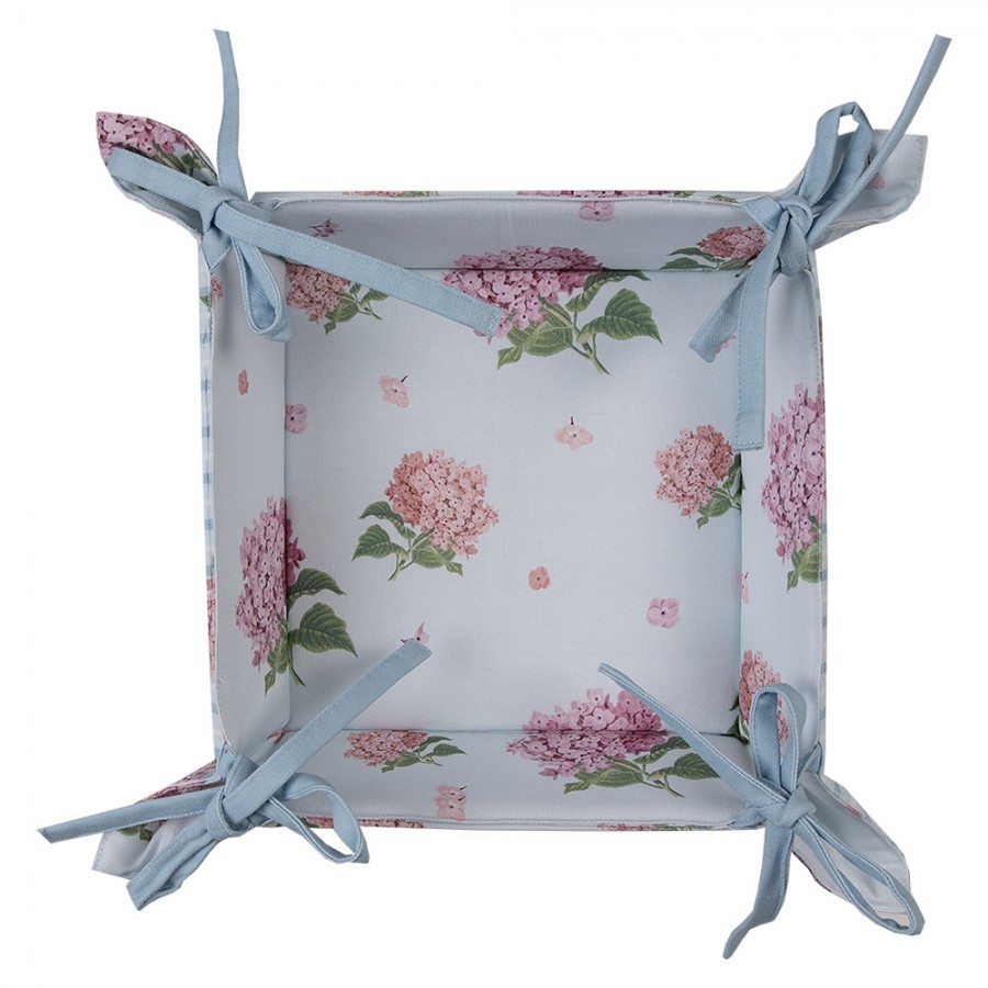 Bavlněný košík na pečivo s květy hortenzie Vintage Grace - 35*35*8cm