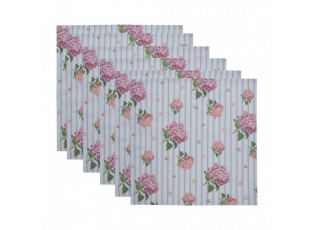 Sada 6 ks bavlněných ubrousků s květy hortenzie Vintage Grace - 40*40 cm