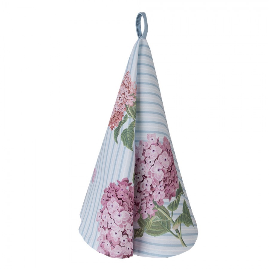 Bavlněná kulatá utěrka s květy hortenzie Vintage Grace - Ø 80cm