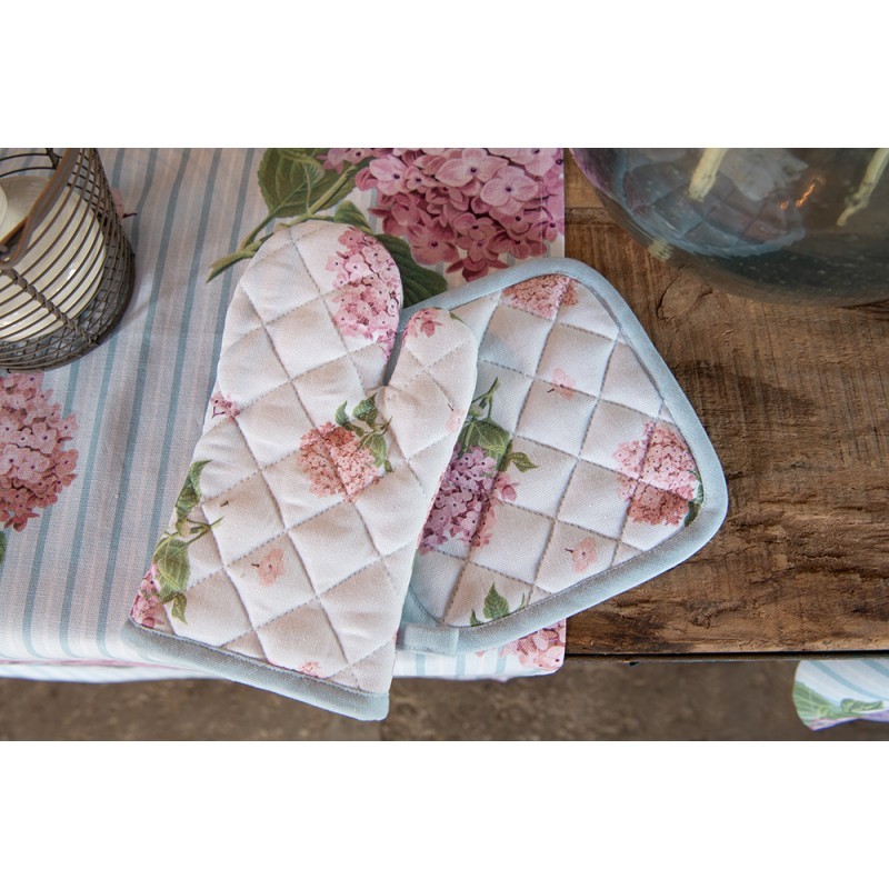 Bavlněná chňapka s květy hortenzie Vintage Grace - 18*30cm