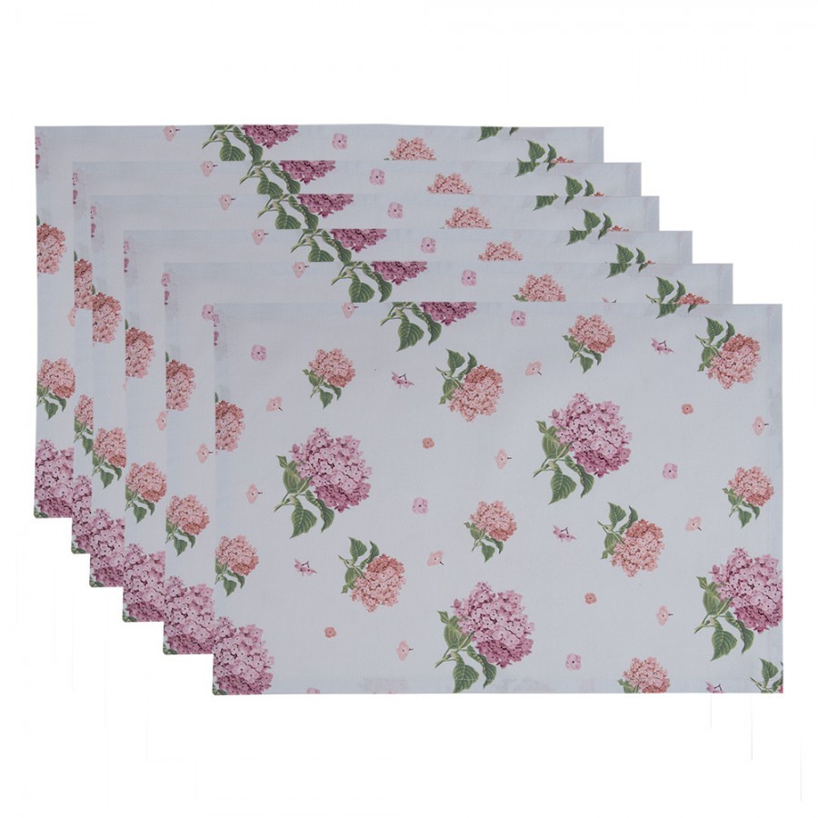 6ks bavlněné prostírání s květy hortenzie Vintage Grace - 48*33cm
