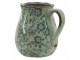 Zelený dekorační džbán s modrými květy - 20*16*20 cm