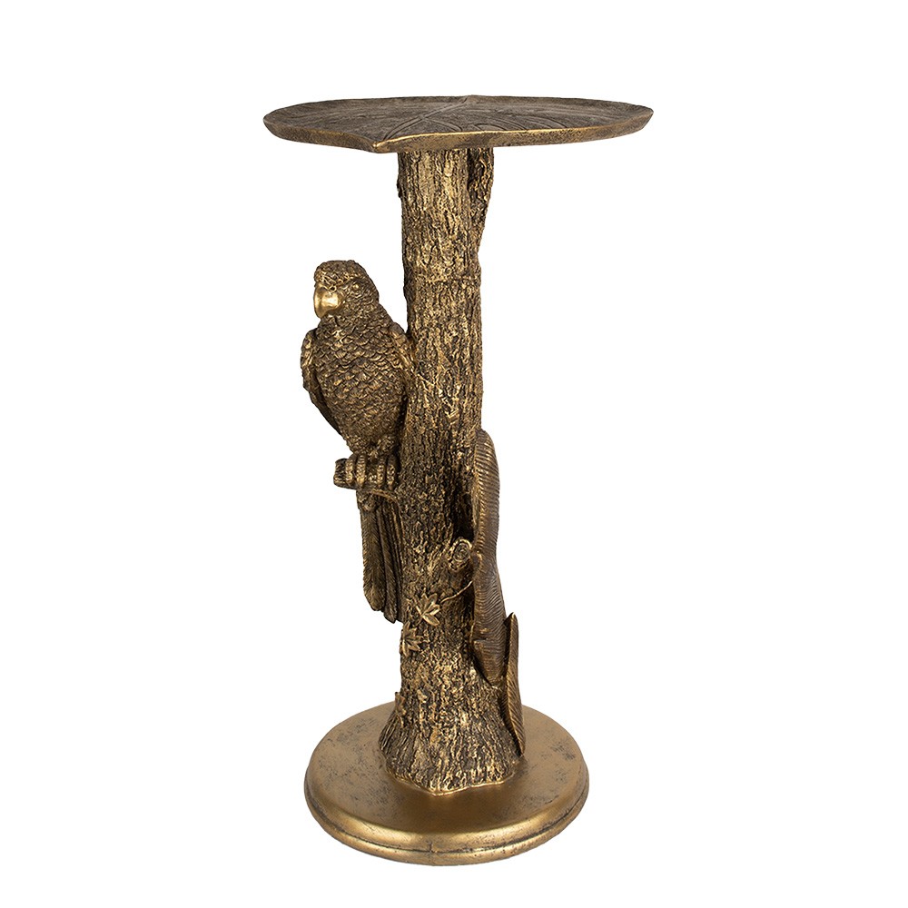 Bronzový antik odkládací stolek s papouškem Parrot - 39*32*60 cm Clayre & Eef