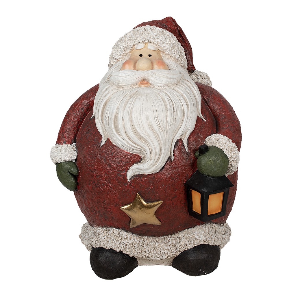 Levně Vánoční dekorace socha Santa s lucernou - 70*60*83 cm 5PR0122