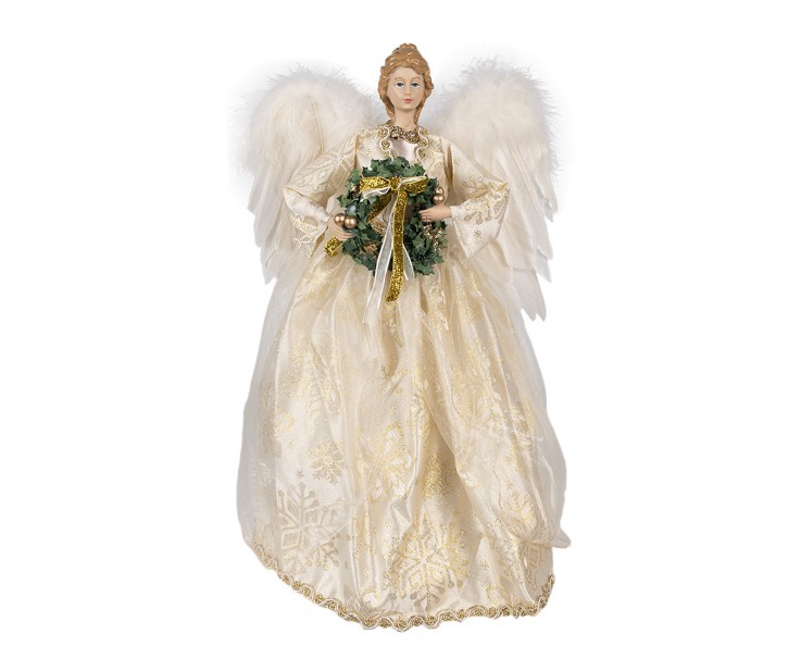Dekorace socha Anděl s věnečkem a ve zdobných šatech - 28*16*46 cm