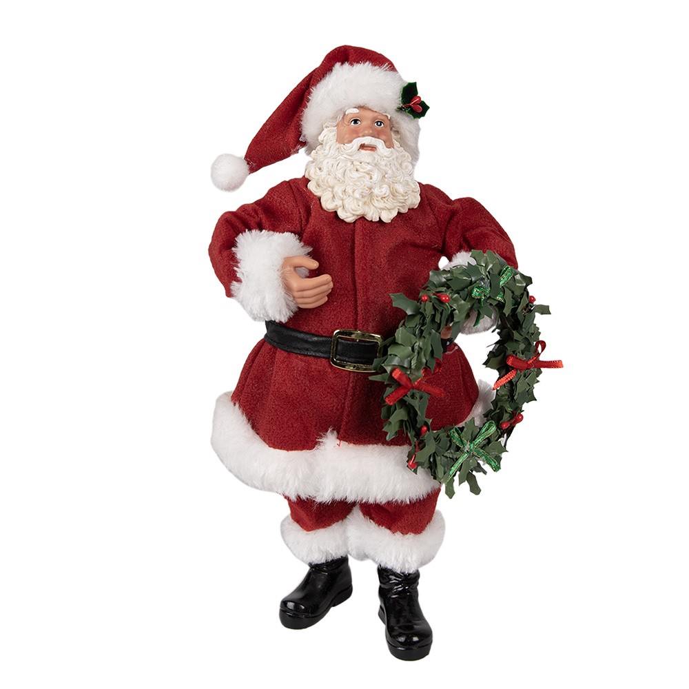 Vánoční dekorace Santa Claus s věncem - 16*8*28 cm 65221
