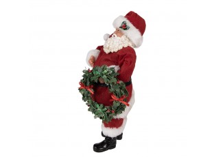 Vánoční dekorace Santa Claus s věncem - 16*8*28 cm