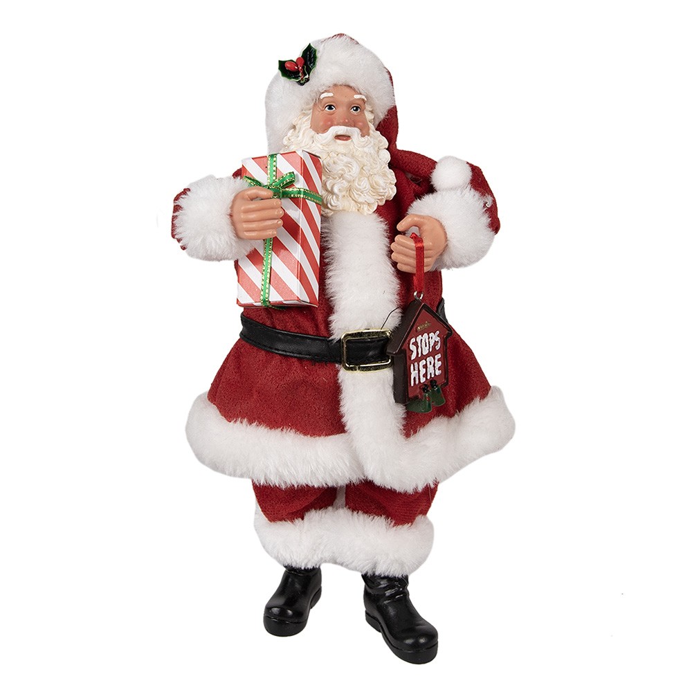 Vánoční dekorace Santa Claus s dárkem - 16*8*28 cm Clayre & Eef