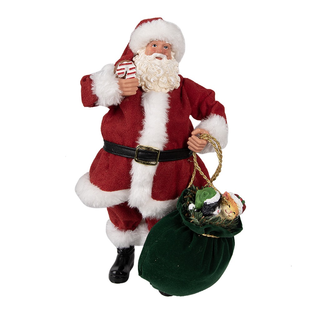 Vánoční dekorace Santa Claus s pytlem dárků - 16*8*28 cm