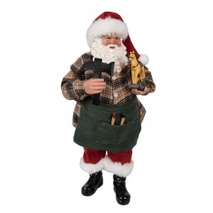 Vánoční dekorace Santa Claus v pracovním držící houpacího koníka - 16*8*28 cm