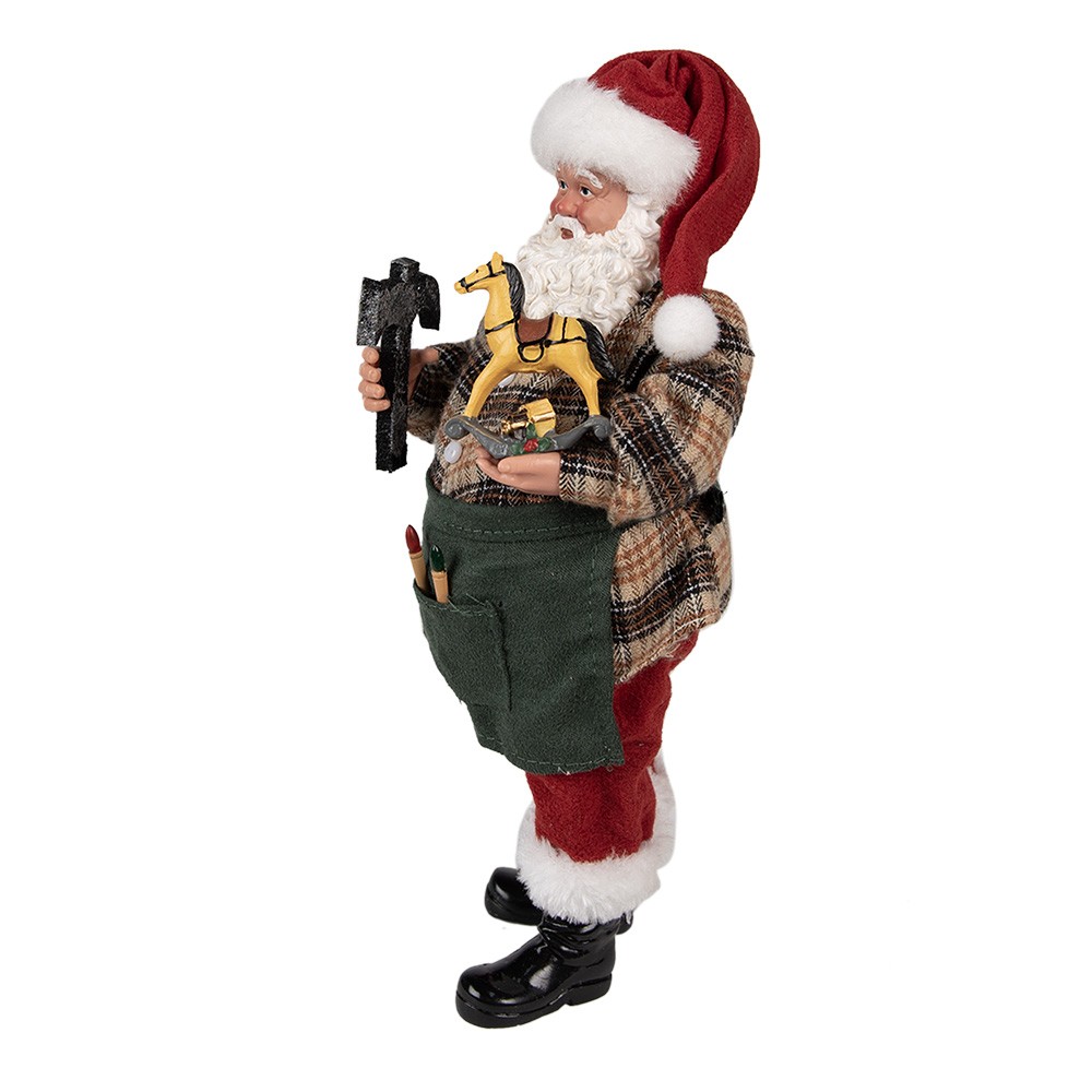 Vánoční dekorace Santa Claus v pracovním držící houpacího koníka - 16*8*28 cm