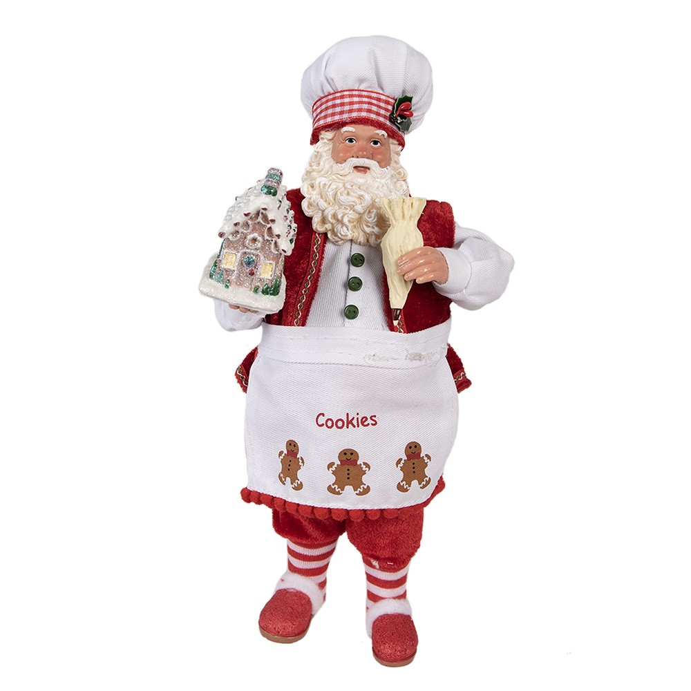 Vánoční dekorace Santa cukrář s perníkovou chaloupkou - 16*8*28 cm Clayre & Eef