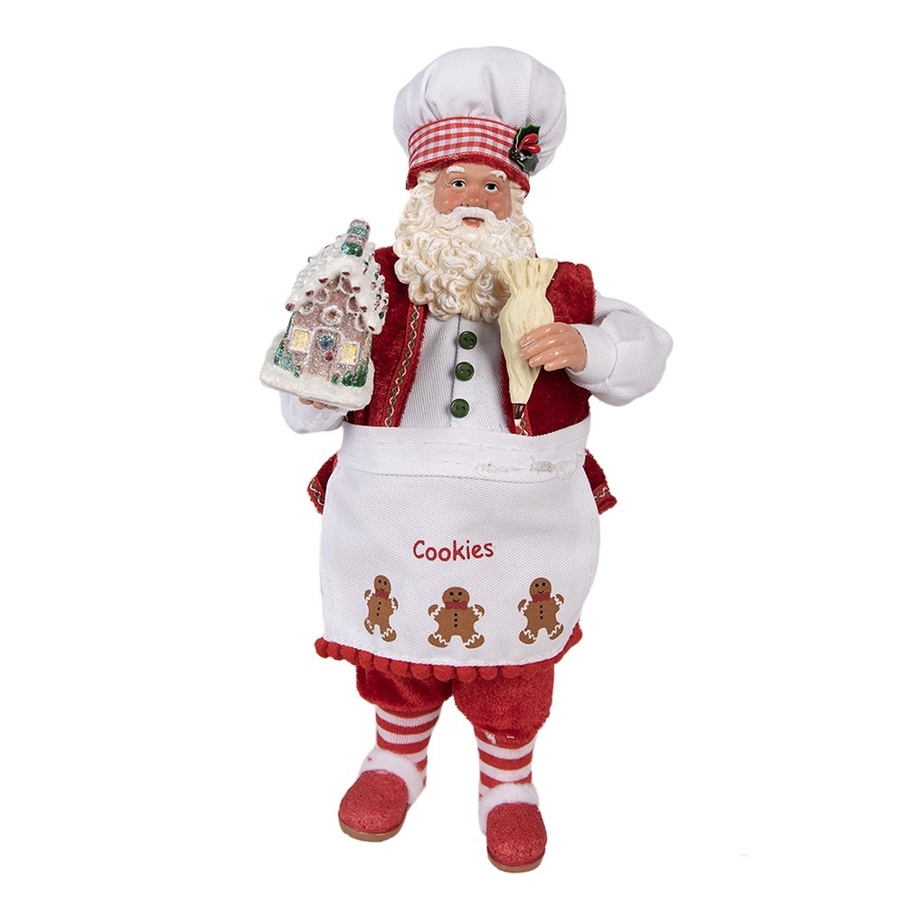 Vánoční dekorace Santa cukrář s perníkovou chaloupkou - 16*8*28 cm