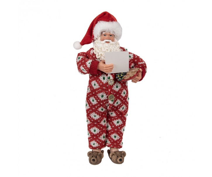 Vánoční dekorace Santa v overalu s bačkorkama - 16*8*28 cm