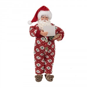 Vánoční dekorace Santa v overalu s bačkorkama - 16*8*28 cm