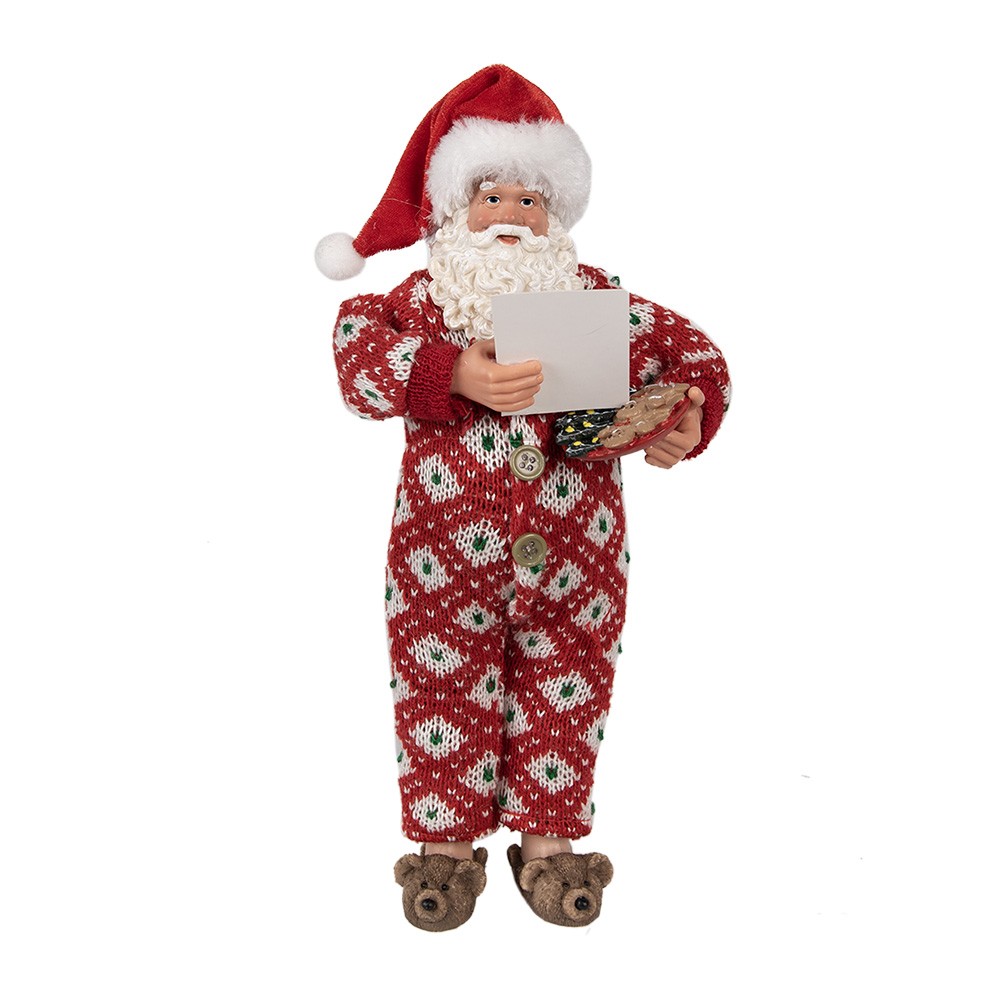 Vánoční dekorace Santa v overalu s bačkorkama - 16*8*28 cm Clayre & Eef