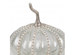 Transparentní skleněná dekorace dýně Pumpkin s perličkami - Ø 20*22 cm