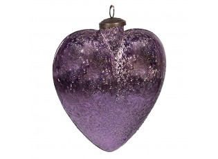 Fialová vánoční skleněná veliká ozdoba srdce Violla - 17*5*16 cm