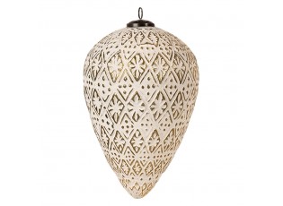 Bílo-zlatá antik vánoční ozdoba baňka L - Ø 17*26 cm