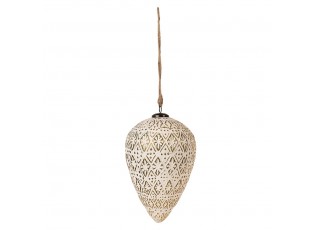 Bílo-zlatá antik vánoční ozdoba baňka L - Ø 17*26 cm
