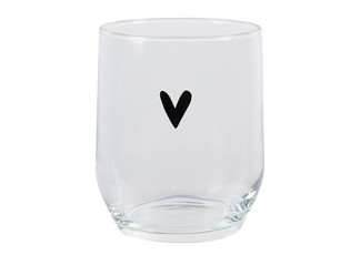 Transparentní sklenička na vodu se srdíčkem - Ø 8*9 cm / 300 ml