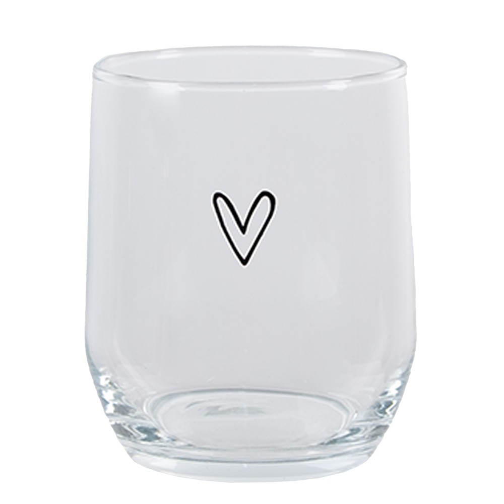 Transparentní sklenička na vodu se srdíčkem - Ø 8*9 cm / 300 ml Clayre & Eef