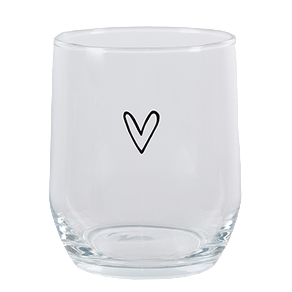 Transparentní sklenička na vodu se srdíčkem - Ø 8*9 cm / 300 ml