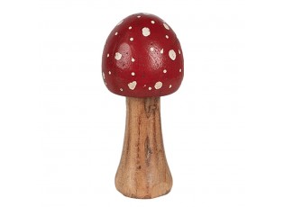 Červeno-hnědá dřevěná dekorace muchomůrka Mushroom S - Ø 5*8 cm