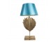 Zlatá stolní lampa s lvicí a s modrým stínidlem - Ø 35*66 cm E27/max 1*60W