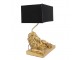 Zlatá stolní lampa se lvem a černým stínidlem - 32*22*44 cm E27/max 1*60W