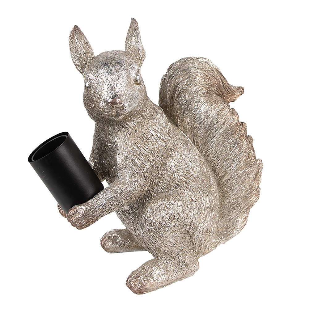 Stříbrná stolní lampa veverka Squirrel - 24*12*25 cm E27/max 1*60W Clayre & Eef