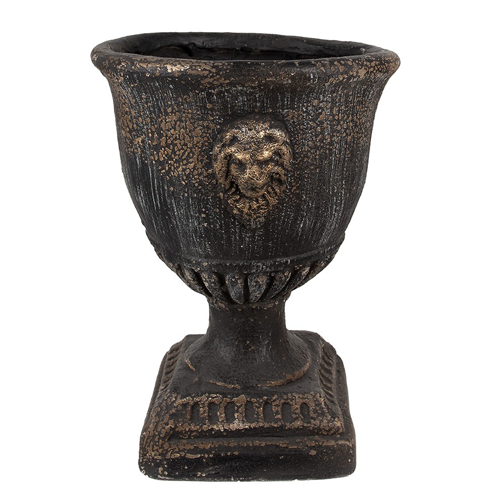 Granitový antik dekorativní květináč s hlavou lva - Ø 31*41 cm